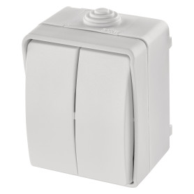 EMOS Interrupteur double pour éclairage en saillie avec 2 interrupteurs à bascule - En plastique - 250 V~/10 AX - Pour extérieur