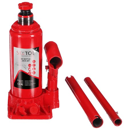 SIXTOL SX Bottle Jack 20T Cric hydraulique 20 tonnes Compact Vis réglable Construction en Acier Entretien du véhicule Camion Rem