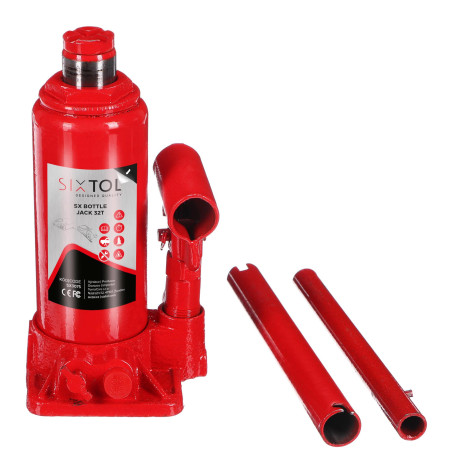 SIXTOL SX Bottle Jack 32T Cric hydraulique 32 tonnes Compact Construction en Acier Charge Lourde Entretien du véhicule Camion Re