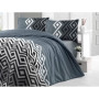 Parure de lit - 1 housse de couette 220 x 240 cm + 2 taies d'oreiller 60 x 60 cm - 65% coton, 35% polyester - Gris