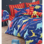 Parure de lit - 1 housse de couette 220 x 240 cm + 2 taies d'oreiller 60 x 60 cm - 65% coton, 35% polyester - Bleu