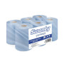 Swanky Pure&Soft Lot de 6 rouleaux à dévidage central bleus - 2 plis - Papier essuie-tout recyclé - Papier industriel pour cuisi