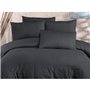 Parure de lit - 1 housse de couette 220x240 cm + 2 taies d'oreiller 60x60 cm - 80% coton, 20% polyester - Anthracite
