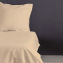 Parure de lit - 1 housse de couette 220 x 240 cm + 2 taies d'oreiller 60 x 60 cm - Satiné 100% coton - Beige