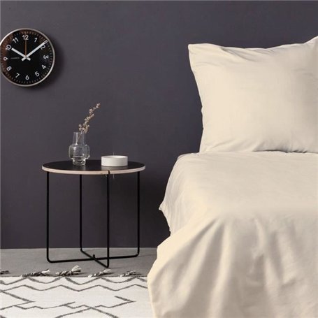 Parure de lit - 1 housse de couette 220 x 240 cm + 2 taies d'oreiller 60 x 60 cm - Satiné 100% coton - Creme