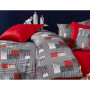 Parure de lit - 1 housse de couette 220 x 240 cm + 2 taies d'oreiller 60 x 60 cm - 100 % polyester microsatin - Gris