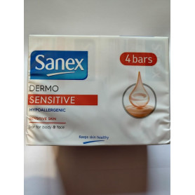 Sanex Savon Dermo Sensitive Lot de 4 barres de savon 90 g