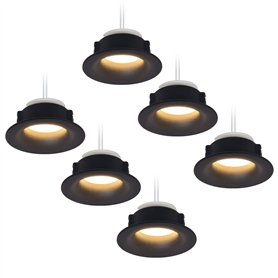 HCFEI Lot 6 Spots LED Encastrables Complet Noir Rond avec Ampoules GU10 Module Blanc Chaud 3000K 5W 430lm eqv. 50W IP20 Dimmable
