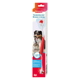 BEAPHAR – Brosse à Dents pour Chien et Chat – Anti Plaque & Anti tartre – Nettoyage Complet – Double extrémités – Manche Ergonom