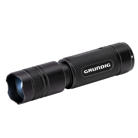 GRUNDIG Lampe de poche LED 120 lumens – 3 W – Portée 180 m – 3 modes d'éclairage : élevé
