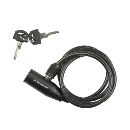 Serrure en Spirale Dunlop - Antivol de Vélo - 8 x 1500 MM - Inclus 2 Clés - Serrure - Câble d'Antivol - Serrure pour Vélo - Noir