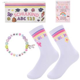 JIANGWON Ensemble cadeau pour fille - Cornet d'école pour fille - Remplissage avec chaussettes en coton 25-34