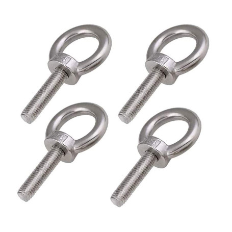 4 Pièces M10 Boulons à Œil en 304 Acier Inoxydable - Forme de Bague Filetage Mâle Vis à Anneau de Levage Soudés Fermés pour Leva