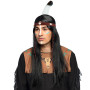 Boland 85783 - Perruque Takoda indien avec bandeau à plumes - Cheveux longs et lisses - Noir - Cheveux synthétiques pour adultes