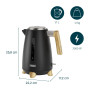 Bouilloire Princess Pure - 1,7 L - Bambou - Rotation à 360° - 3000 W - Noir mat