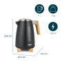 Bouilloire Princess Pure - 1,7 L - Bambou - Rotation à 360° - 3000 W - Noir mat