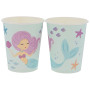 Folat Décoration d'anniversaire Bleue avec paillettes Irisé-Gobelets-Mermaid Magic-250 ml-8 pièces-Vaisselle Sirène Fille Prince