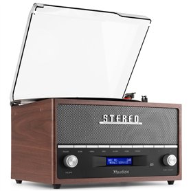 Audizio Frisco Platine Vinyle Bluetooth avec Radio Dab+ Intégrée - Marron