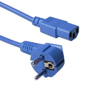 ACT Advanced Cable Technology Câble d'alimentation CEE7/7 coudé Schuko – C13 Bleu 1