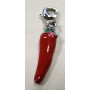 Quiges Charm Pendentif Breloque avec Fermoir Femme Plaqué Argent Piment Rouge et Vert Émaillé 3D
