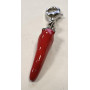 Quiges Charm Pendentif Breloque avec Fermoir Femme Plaqué Argent Piment Rouge et Vert Émaillé 3D