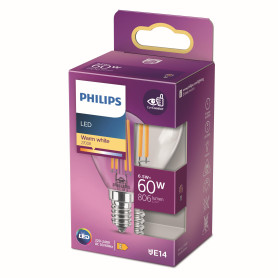 Philips ampoule LED Sphérique E14 60W Blanc Chaud Claire
