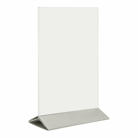 Porte menu de table plexi - Porte affiche avec base en Inox pour table d'hôtel restaurant - Transparent - A5