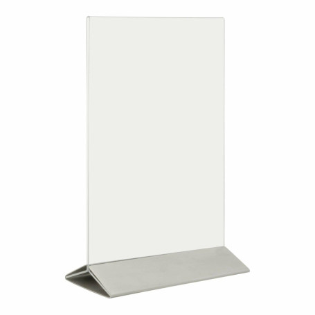 Porte menu de table plexi - Porte affiche avec base en Inox pour table d'hôtel restaurant - Transparent - A5