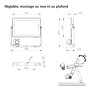 Philips Projectline Projecteur LED avec capteur 30 W – 3000 K lumière blanche pour éclairage extérieur commercial