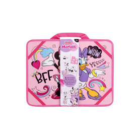 Disney Minnie Mouse - Mallette créative - Table de coloriage de voyage avec stylos et autocollants - Kit de peinture pour filles