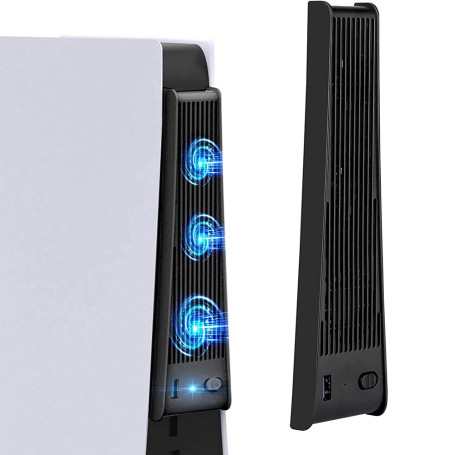 MMOBIEL 3 Ventilateurs externes avec USB 3.0 compatibles avec la PlayStation PS5 et PS5 Digital Edition - Noir - Incl. Port USB
