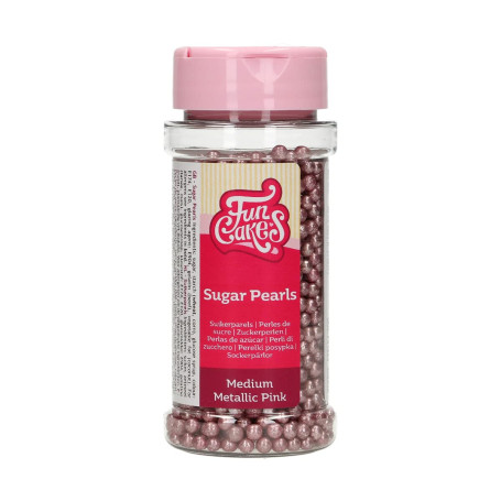 FunCakes Perles en Sucre Moyennes Rose Métallique: sprinkles gâteau