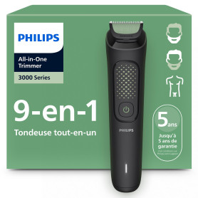 Philips Tondeuse tout-en-un Multigroom série 3000 9 accessoires - Tondeuse pour barbe, cheveux et corps, Lames auto-affûtées res Philips Tondeuse tout-en-un Multigroom série 3000 9 accessoires - Tondeuse pour barbe
