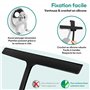 Raclette Douche Silicone Noir 28cm Forme éventail avec Crochet Support sans perçage pour Salle de Bain vitres et Surfaces Lisses