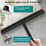 Raclette Douche Silicone Noir 28cm Forme cylindrique avec Crochet Support sans perçage pour Salle de Bain vitres et Surfaces Lis