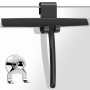 Raclette Douche Silicone Noir 28cm Forme cylindrique avec Crochet Support sans perçage pour Salle de Bain vitres et Surfaces Lis