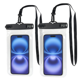 Elalove 2 Pochettes Étanches IPX8 pour Smartphone 7 Pouces - Noir - Compatible avec la Plupart des Smartphones Jusqu’à 7 Pouces