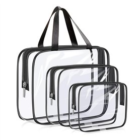 Lot de 3 Pochettes Transparentes pour Toilette - 3 Tailles (30/24/18cm)