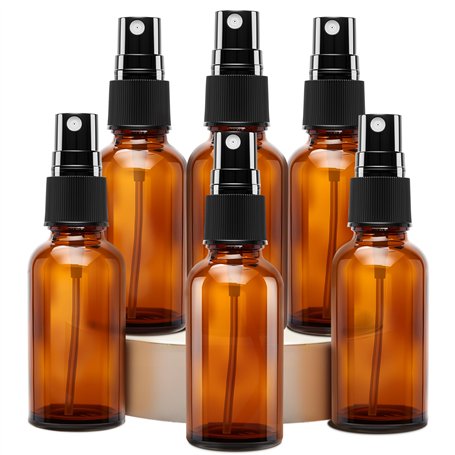 6 Flacons Spray Vides 30ml en Verre Ambré avec Entonnoirs Pipettes et Étiquettes – Bouteilles Pulvérisateurs Rechargeables pour