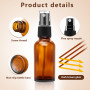 6 Flacons Spray Vides 30ml en Verre Ambré avec Entonnoirs Pipettes et Étiquettes – Bouteilles Pulvérisateurs Rechargeables pour 