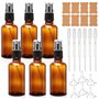 6 Flacons Spray Vides 30ml en Verre Ambré avec Entonnoirs Pipettes et Étiquettes – Bouteilles Pulvérisateurs Rechargeables pour 