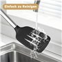 Elalove Lot de 3 Ustensiles de Cuisine en Silicone Alimentaire - Spatule, Écumoire et Pince de 26 cm à Nourriture Résistants à l