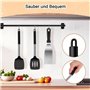 Elalove Lot de 3 Spatules en Silicone et Inox pour Cuisine - Set avec Spatule, Écumoire et Pelle à 3 Côtés - Résistant à la Chal