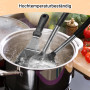 Elalove Lot de 3 Spatules en Silicone et Inox pour Cuisine - Set avec Spatule, Écumoire et Pelle à 3 Côtés - Résistant à la Chal