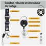 Elalove Rétractable avec Cordon et Mousqueton Porte Badge Plastique - Étui Rigide pour Cartes Badges et Clés