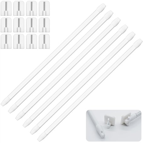 6 Tringles à Rideau Extensibles 30-50cm avec Crochets - Barres de Tension sans Perçage pour Fenêtres Cuisine Salon Douche - Supp