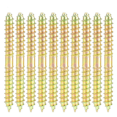 10 pièces vis à double extrémité 6 * 60mm vis de cheville vis autotaraudeuse à double extrémité pour connecteur de meubles de tr