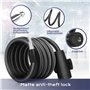 Noir 180cm/12mm Antivol en Spirale Chaîne Antivol Vélo Câble