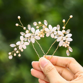 IYOU mariée fleur épingles à cheveux strass or mariée pinces à cheveux perle accessoires de cheveux de mariage pour femmes et fi