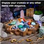 Curawood Plateau Lotus en cristal pour pierres - Montrez vos cristaux et pierres de guérison - Support et étagère organisateur